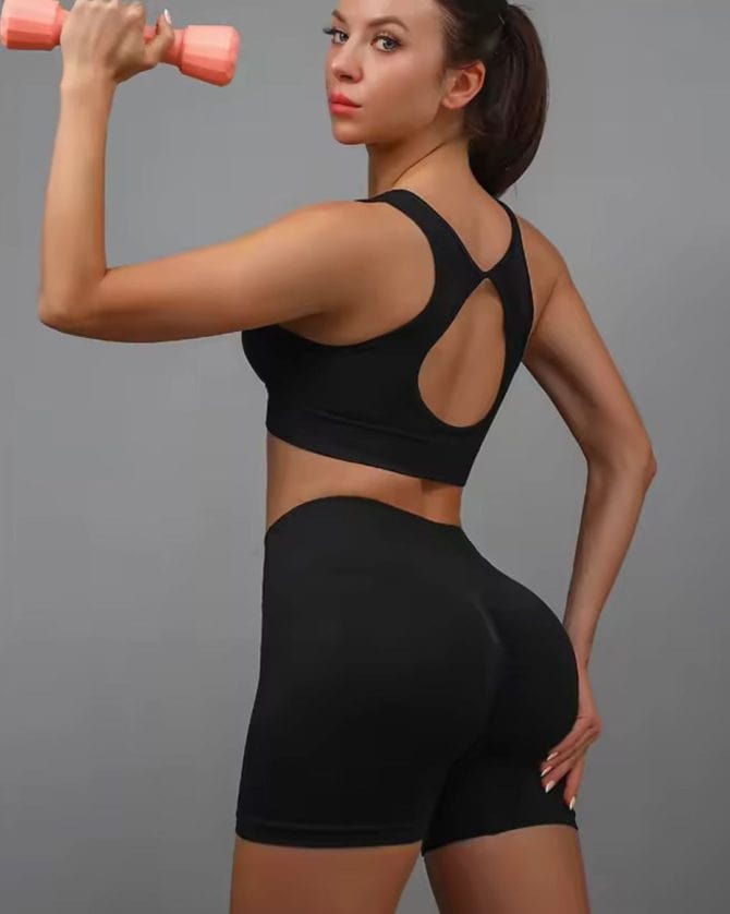 Sportski push-up komplet (šorts i top) - Black - Image 7
