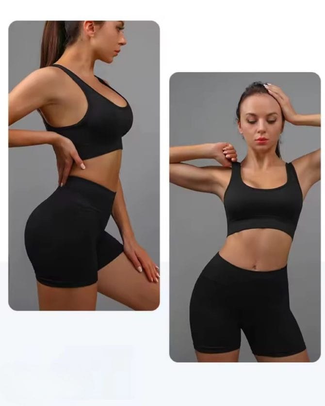 Sportski push-up komplet (šorts i top) - Black - Image 6