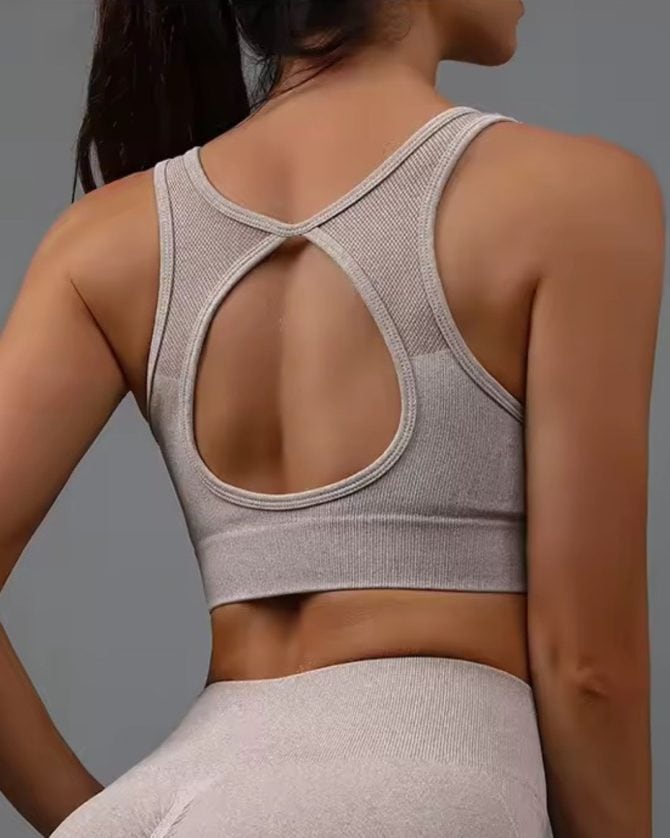 Sportski push-up komplet (šorts i top) - Khaki - Image 4