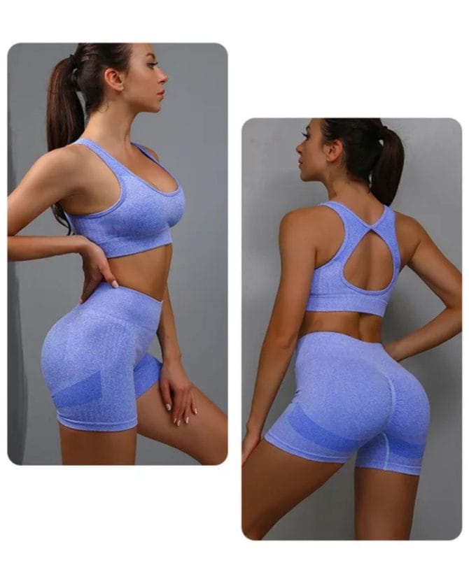 Sportski push-up komplet (šorts i top) - Blue - Image 6