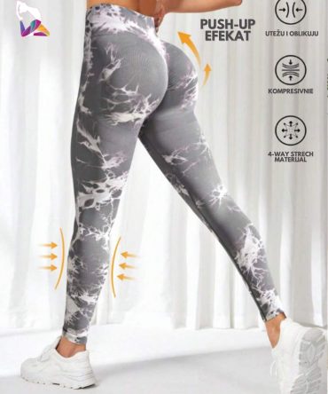 Tie Dye Push-Up Helanke za Trening - Grey