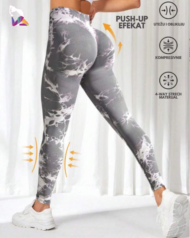 Tie Dye Push Up Hygge Helanke - Grey