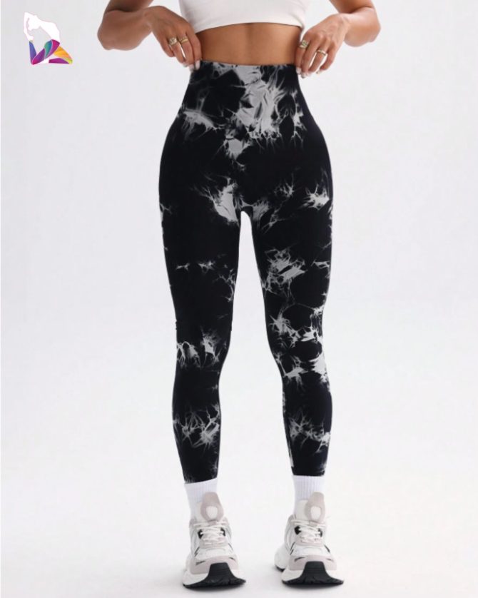 Tie Dye Push Up Hygge Helanke - Black - Image 4