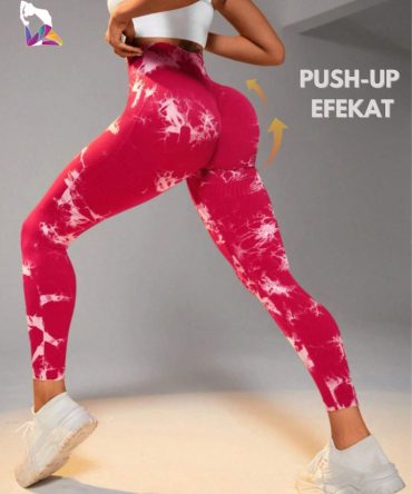 Tie Dye Push-Up Helanke za Trening - Red