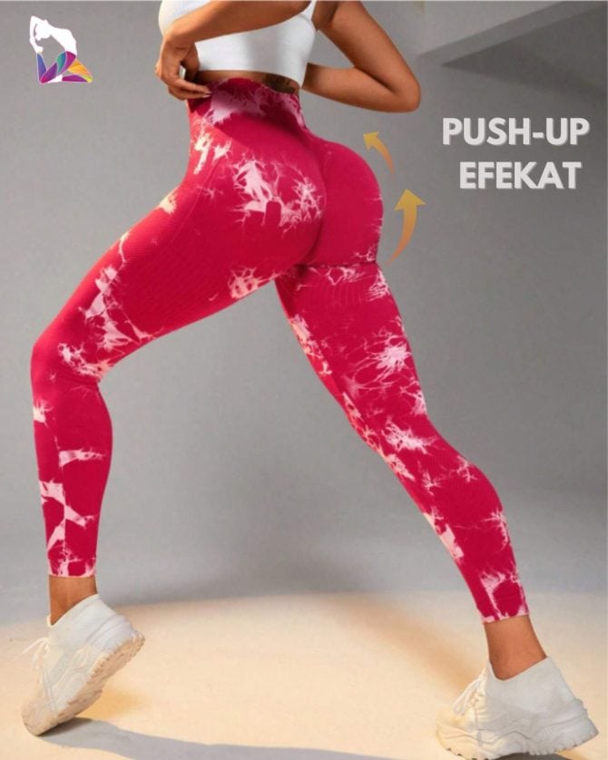 Tie Dye Push-Up Helanke za Trening - Red