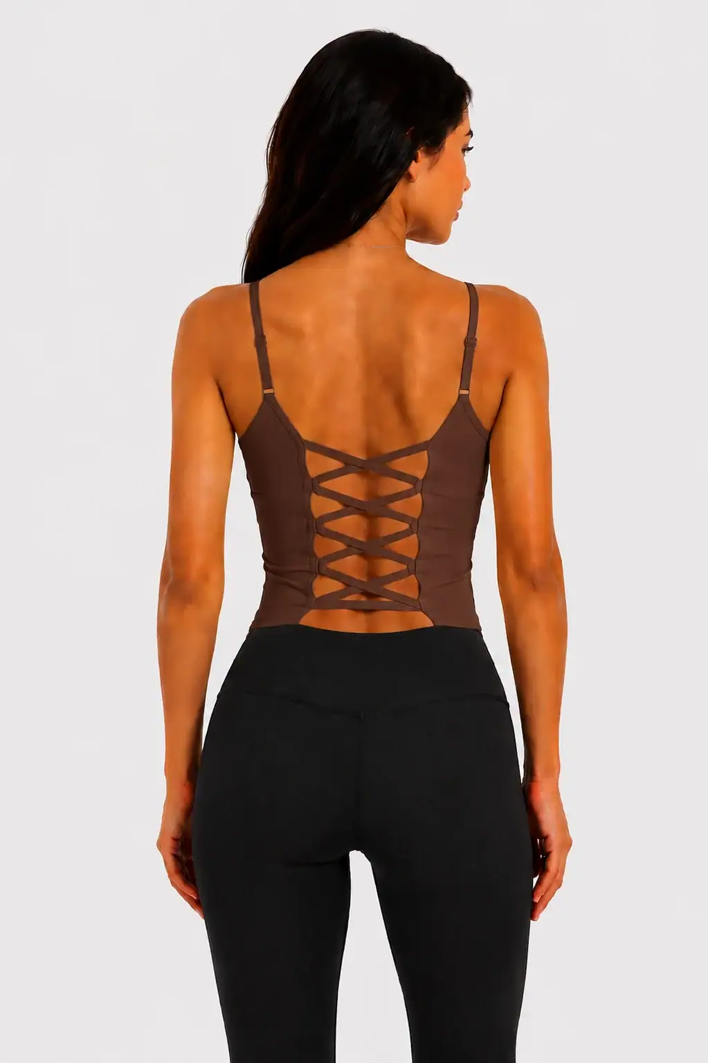 Lace Back Top - Chocolate 2 Lace Back Top - Chocolate - Slika 2